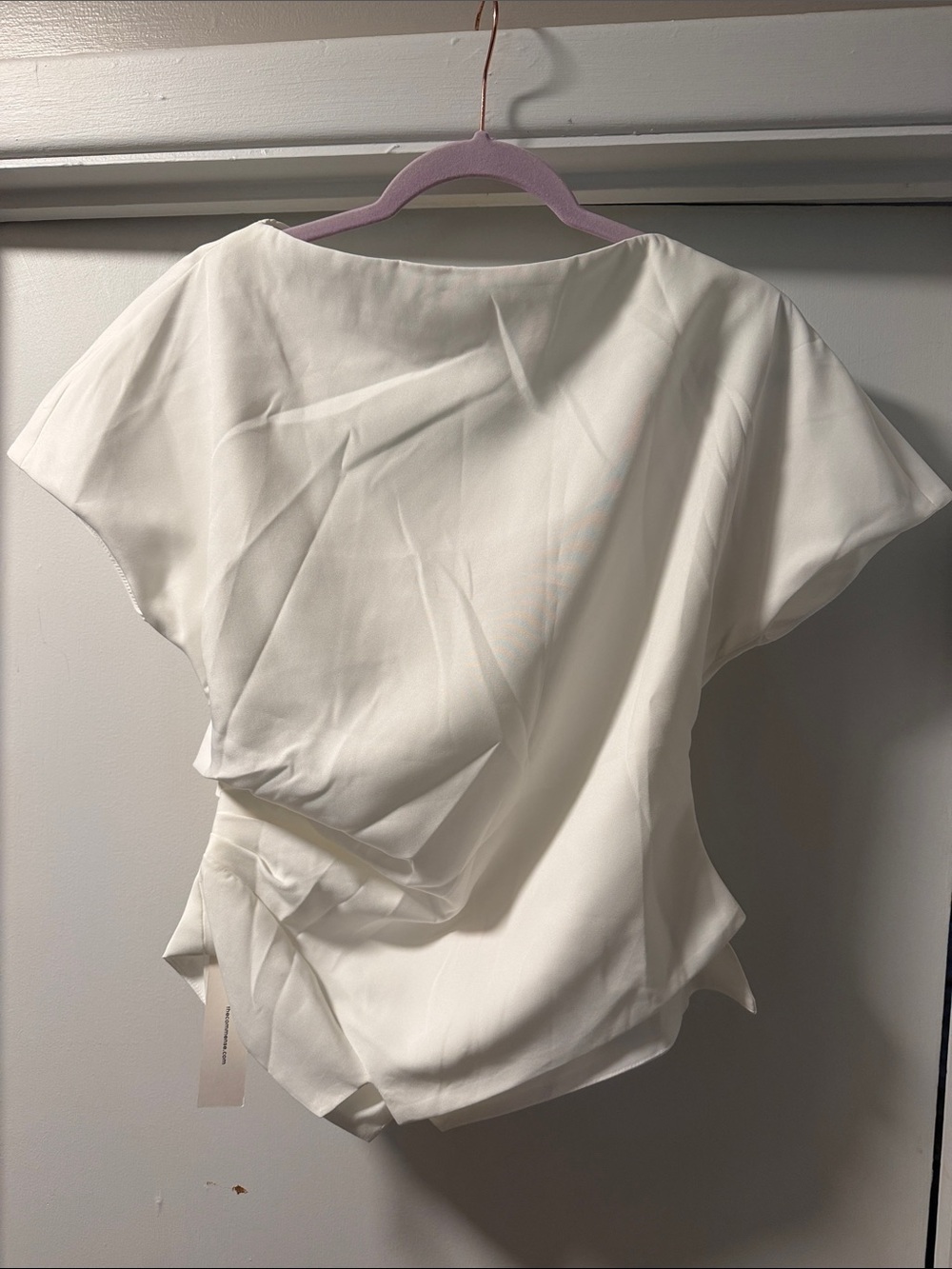 Commense Ivory Draped Short Sleeve Blouse